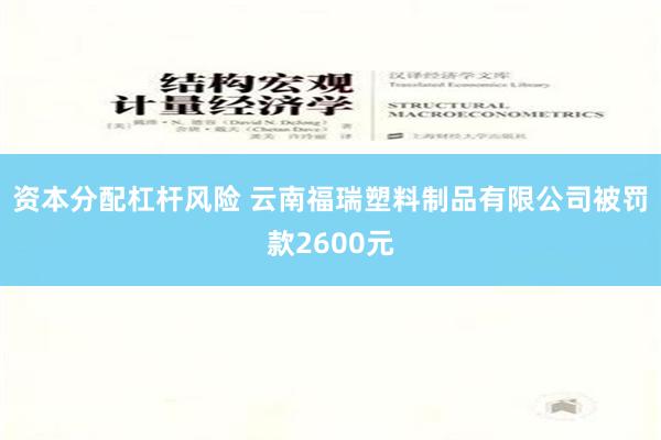 资本分配杠杆风险 云南福瑞塑料制品有限公司被罚款2600元